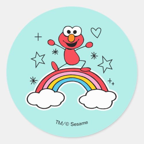 Elmo Rainbow Doodley Graphic Classic Round Sticker