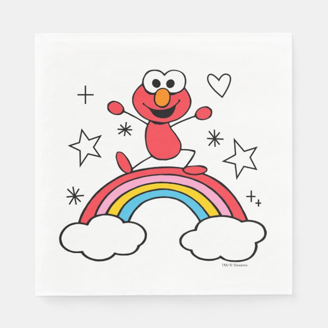 Elmo Rainbow Doodley Graphic Napkins (Front)