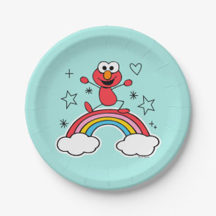 Elmo Rainbow Doodley Graphic Paper Plates