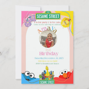 Elmo’s 1st birthday theme invitation