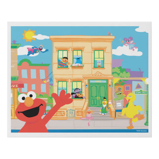 Elmo Sesame Street Scene Faux Canvas Print | Zazzle