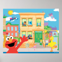 Elmo Sesame Street Scene Poster