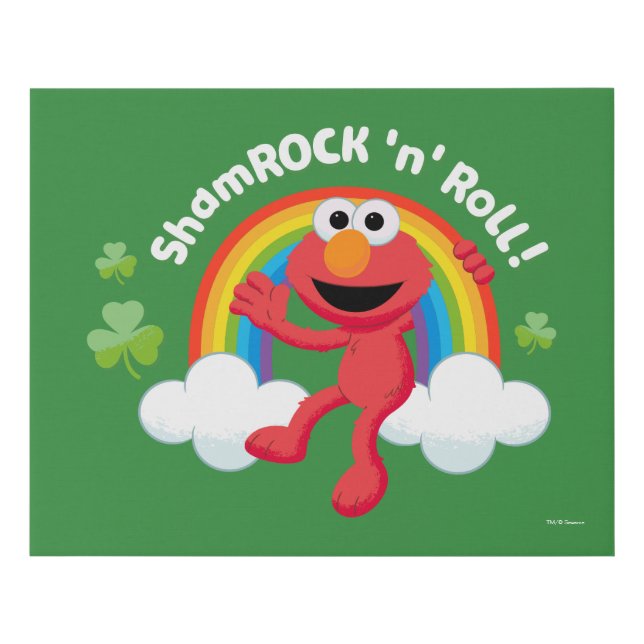 Elmo | Shamrock 'n' Roll Rainbow Faux Canvas Print (Front)