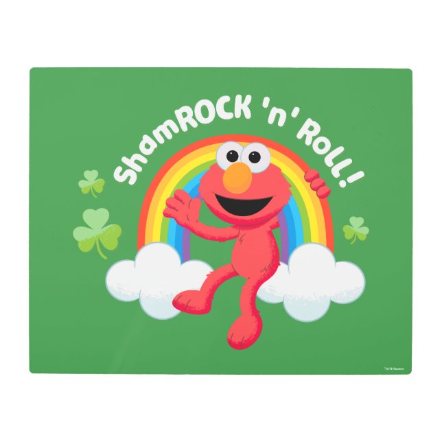 Elmo | Shamrock 'n' Roll Rainbow Metal Print (Front)