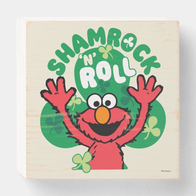 Elmo | Shamrock 'N' Roll Wooden Box Sign (Front Horizontal)