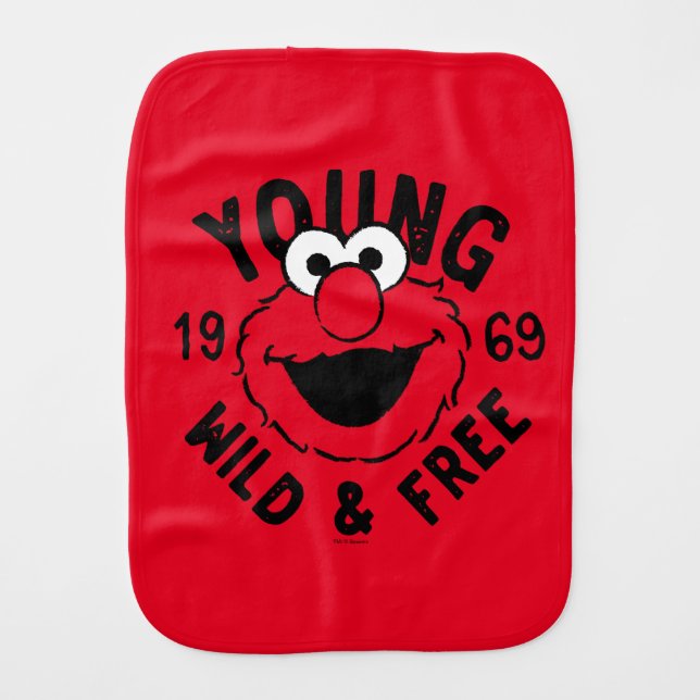 Elmo Skate Logo - Young, Wild & Free 1969 Baby Burp Cloth (Front)