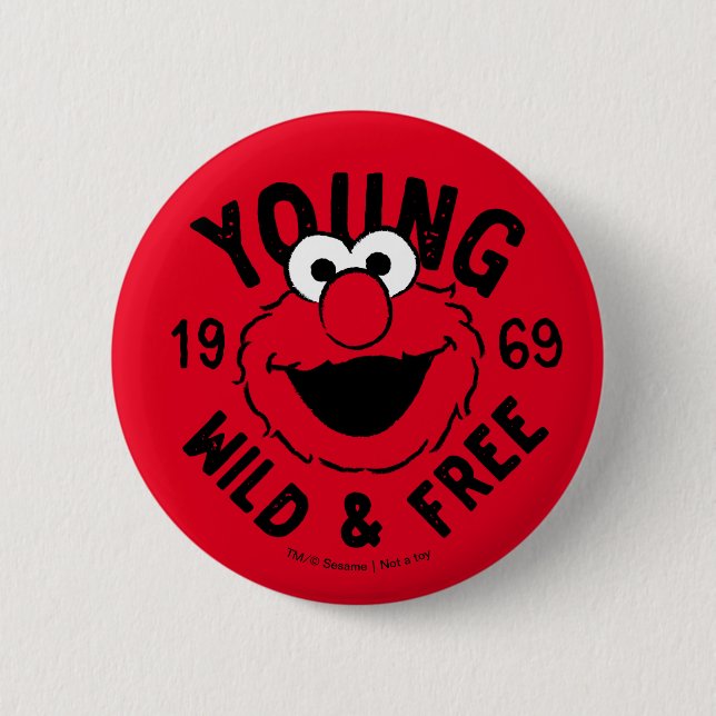 Elmo Skate Logo - Young, Wild & Free 1969 Button (Front)