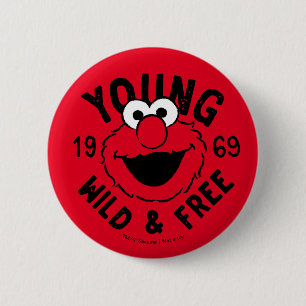 Elmo Skate Logo - Young, Wild & Free 1969 Button