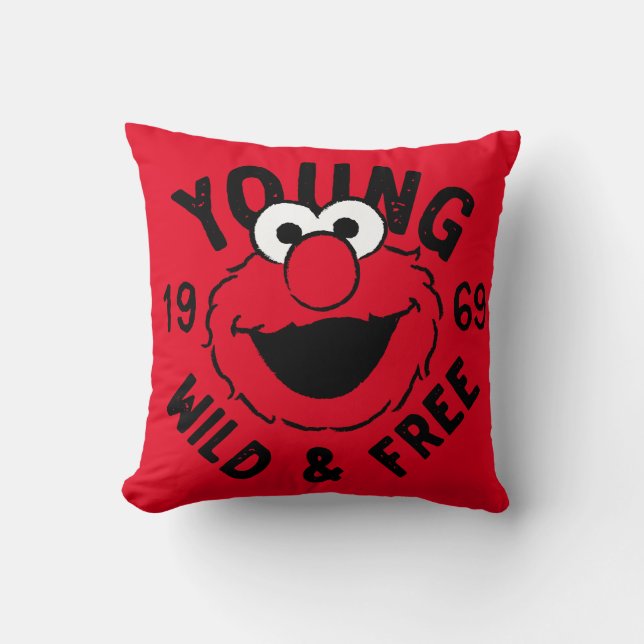 Elmo Skate Logo - Young, Wild & Free 1969 Throw Pillow (Front)