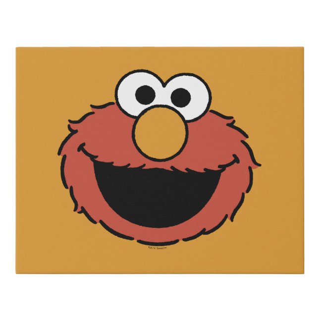 Elmo Smiling Face Faux Canvas Print (Front)