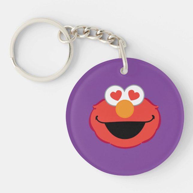 Elmo Smiling Face with Heart-Shaped Eyes Keychain (Front)