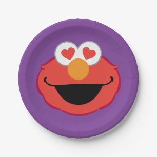 Elmo Smiling Face with Heart-Shaped Eyes Paper Plates