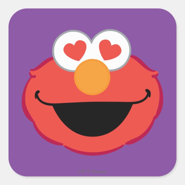 Elmo Smiling Face with Heart-Shaped Eyes Square Sticker (Front)