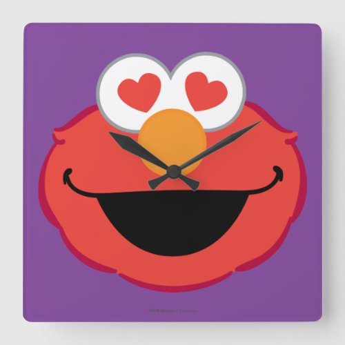 Elmo Smiling Face with Heart_Shaped Eyes Square Wall Clock
