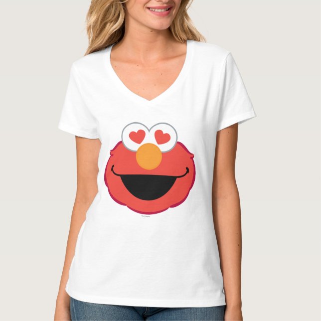 Elmo Smiling Face with Heart-Shaped Eyes T-Shirt (Front)
