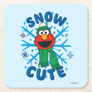 Elmo Snow Cute Square Paper Coaster