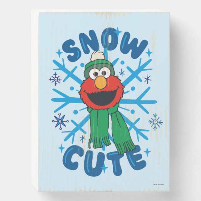 Elmo Snow Cute Wooden Box Sign (Front Vertical)