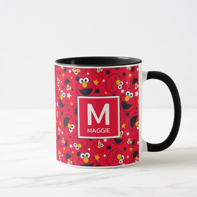Elmo | So Silly Star Pattern Name & Monogram Mug (Right)