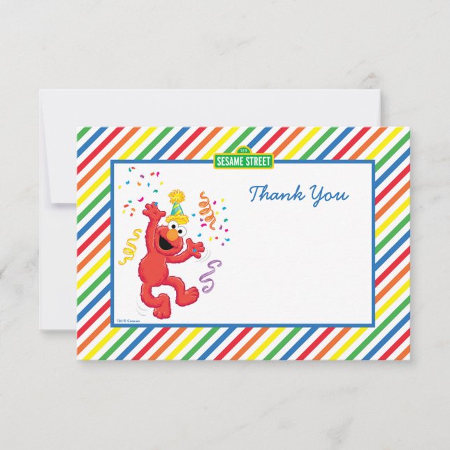 Elmo Striped Birthday Thank You Cards (Front)