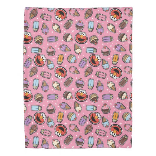 Elmo Sweet Treat Sticker Pattern Duvet Cover