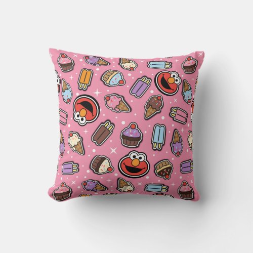 Elmo Sweet Treat Sticker Pattern Throw Pillow