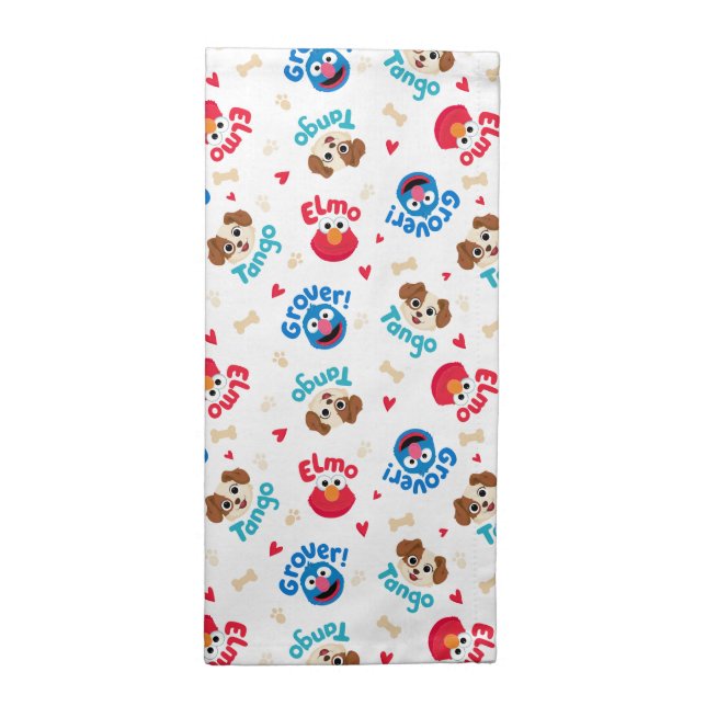 Elmo, Tango, and Grover Dog Pattern Cloth Napkin (Half Fold)
