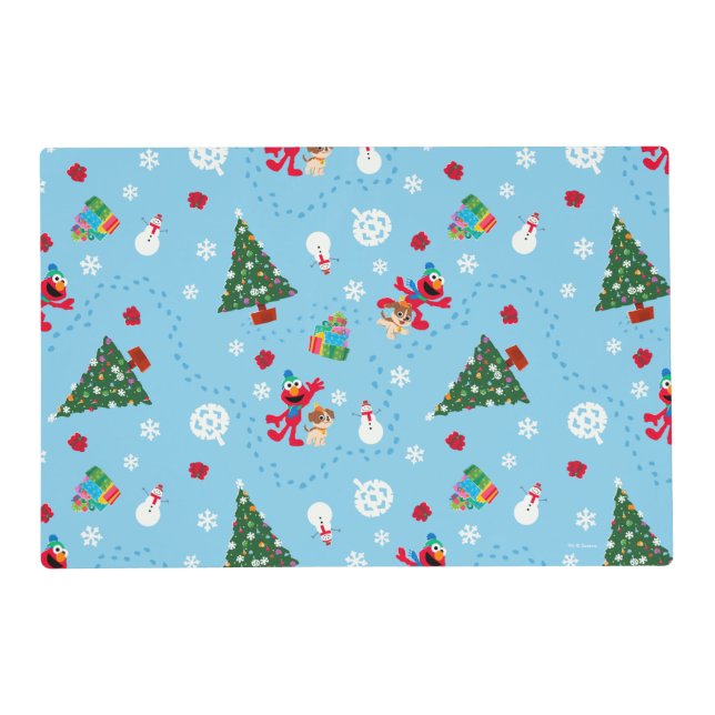 Elmo & Tango Blue Christmas Pattern Placemat (Front)