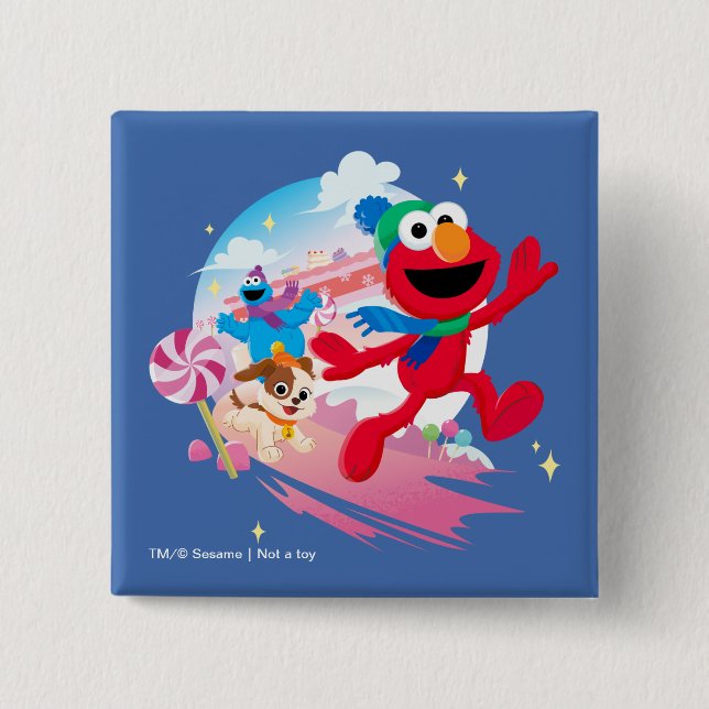 Elmo, Tango & Cookie Monster | Best Christmas Ever Button (Front)