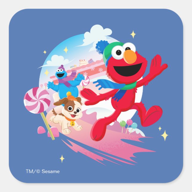 Elmo, Tango & Cookie Monster | Best Christmas Ever Square Sticker (Front)