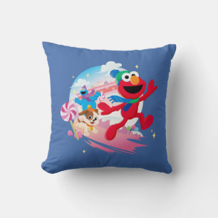 Elmo, Tango & Cookie Monster Best Christmas Ever Throw Pillow