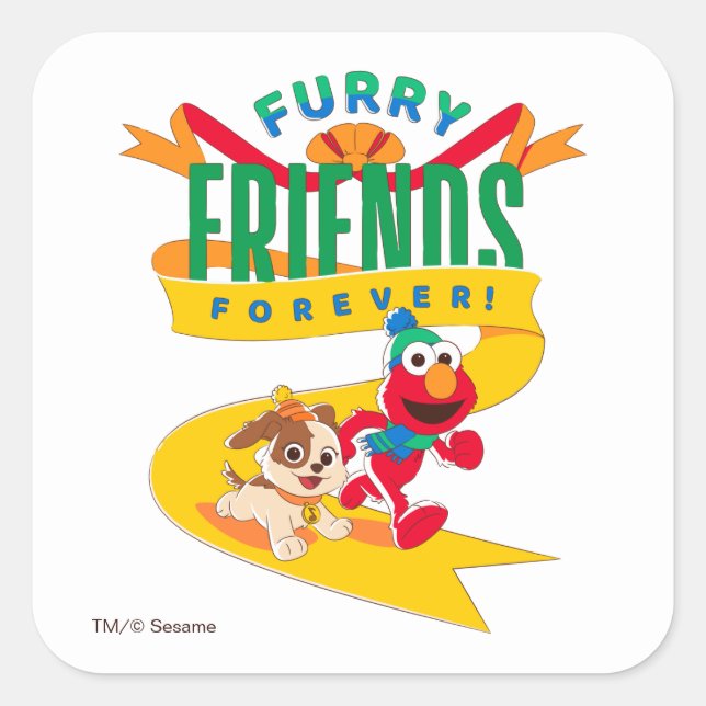 Elmo & Tango | Furry Friends Forever Square Sticker (Front)