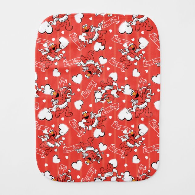 Elmo Valentine's Cupid Baby Burp Cloth (Front)