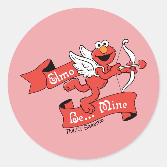 Elmo Valentine's Cupid Classic Round Sticker (Front)