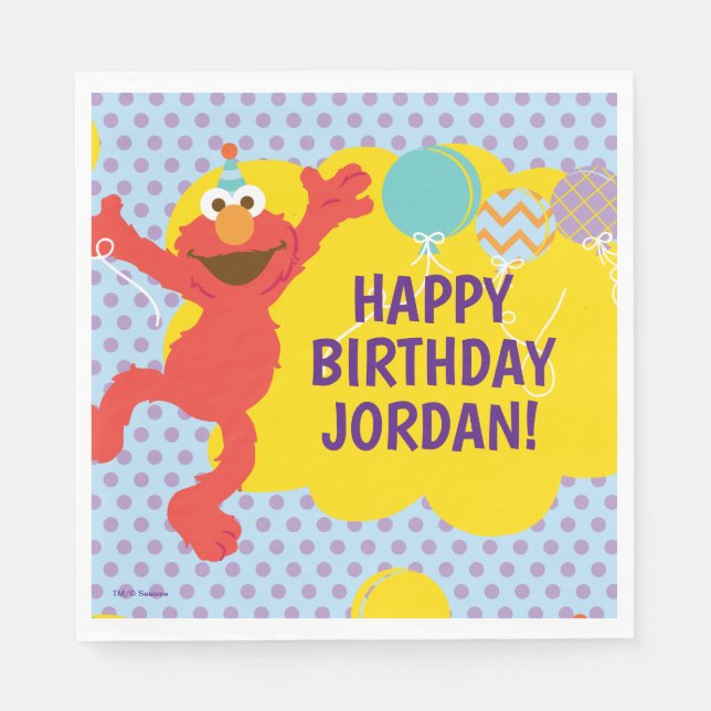 Elmo With Party Balloons Pattern Napkins (Front)