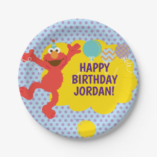 Elmo With Party Balloons Pattern Paper Plates