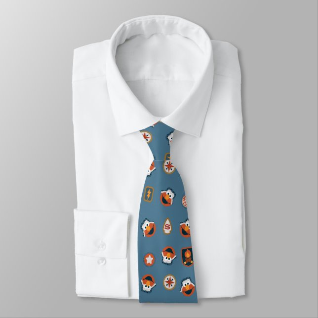Elmo Woodland Explorer Pattern Neck Tie (Tied)