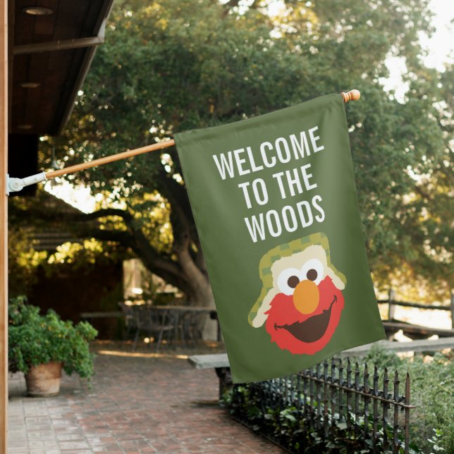 Elmo Woodland Face | Add Your Message House Flag (In SItu)