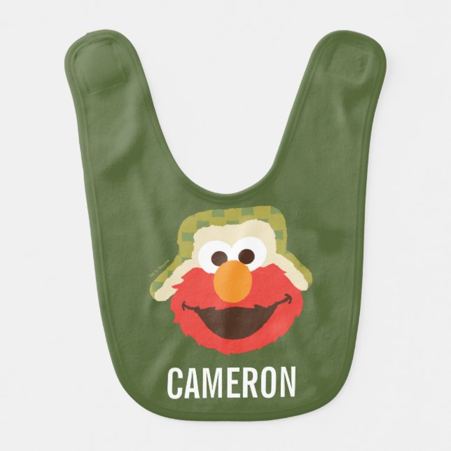 Elmo Woodland Face | Add Your Name Baby Bib (Front)