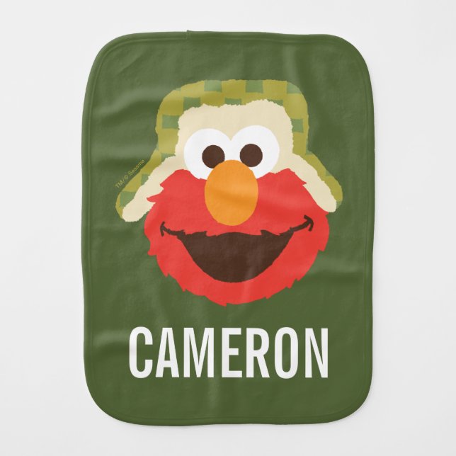 Elmo Woodland Face | Add Your Name Baby Burp Cloth (Front)