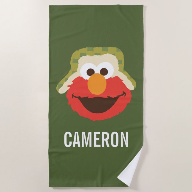 Elmo Woodland Face | Add Your Name Beach Towel (Front)