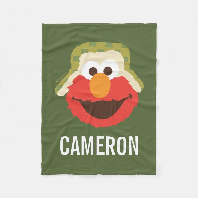 Elmo Woodland Face | Add Your Name Fleece Blanket (Front)