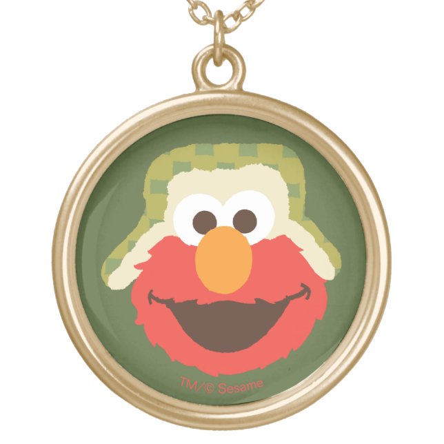 Elmo Woodland Face Gold Plated Necklace (Front)