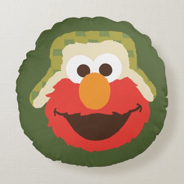 Elmo Woodland Face Round Pillow (Front)