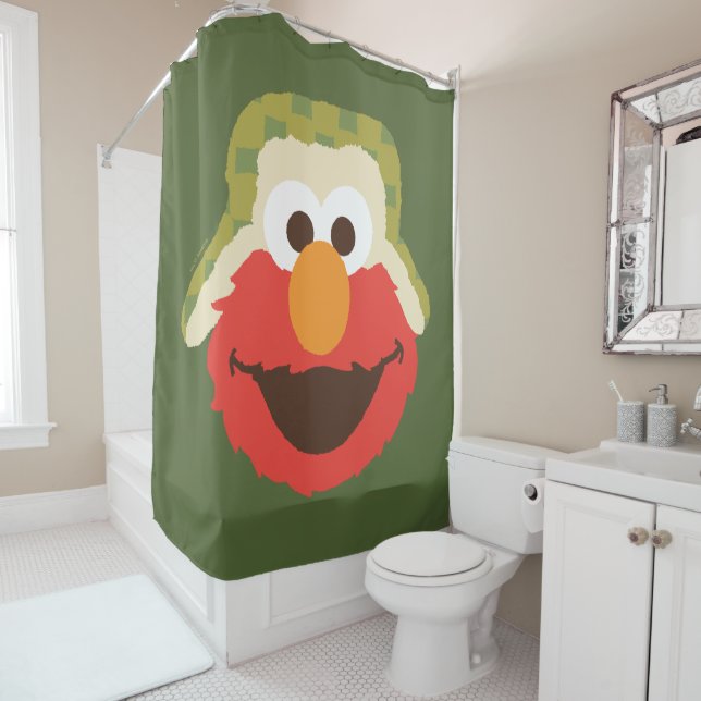 Elmo Woodland Face Shower Curtain (In Situ)