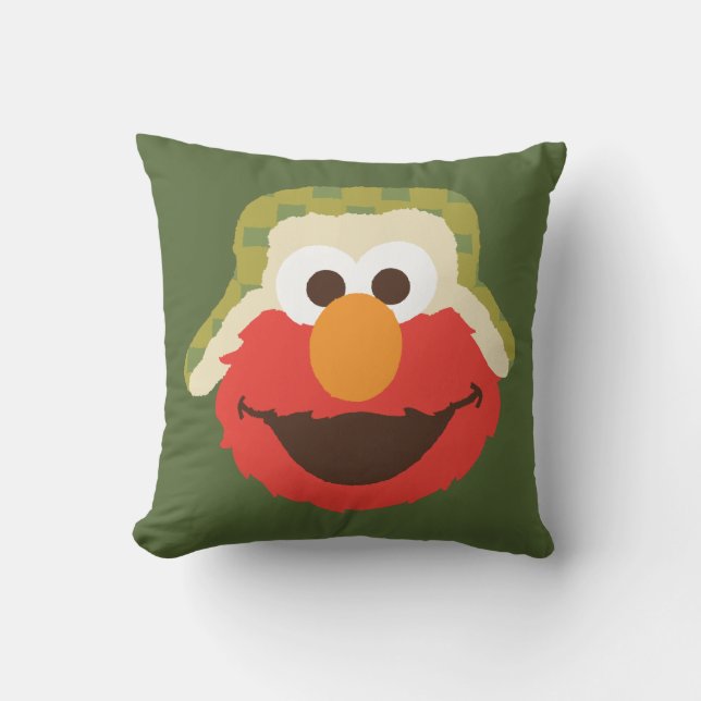 Elmo Woodland Face Throw Pillow (Front)