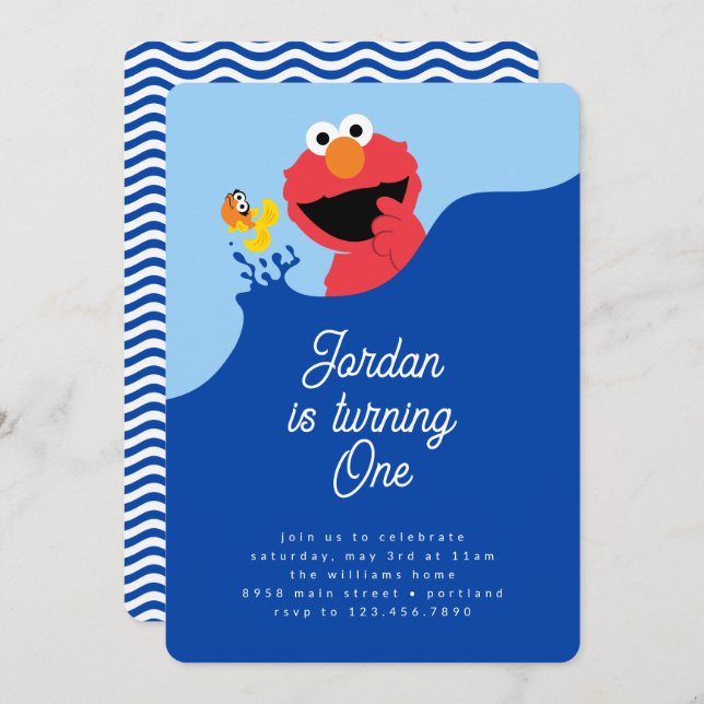 Elmo's Splish Splash Birthday Bash Invitation (Front/Back)
