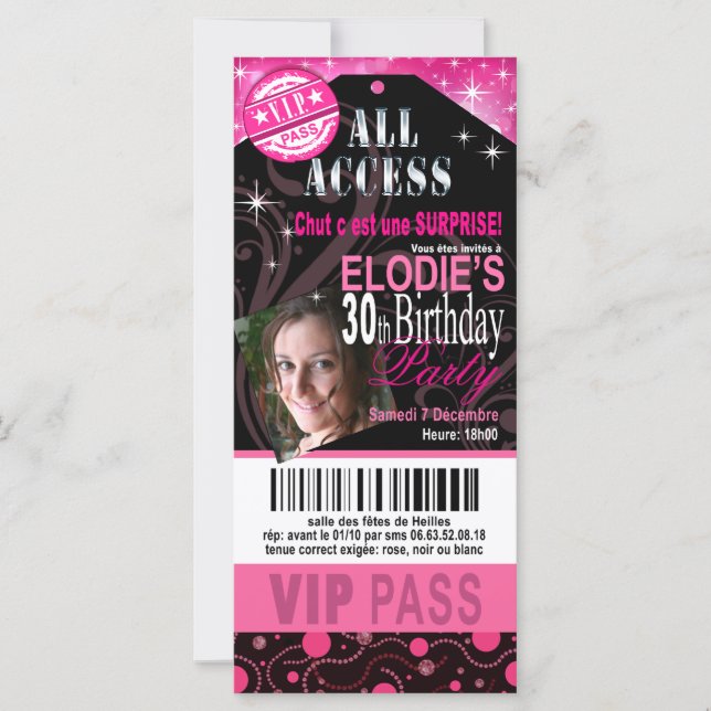 Elodie CORRECT Birthday Party VIP TICKET (Front)