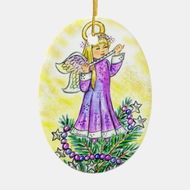 Eloise Christmas Angel JL Biel Ceramic Ornament (Front)