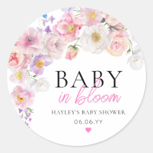 Eloise Pink Floral Baby in Bloom Baby Shower Classic Round Sticker