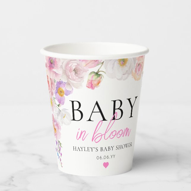 Eloise Pink Floral Baby In Bloom Paper Cups (Front)